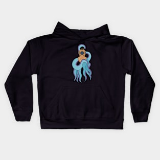 An octopus wearing a diving suit Kids Hoodie